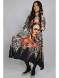 ROCHIE MAXI CU MANECA LUNGA ASIMETRICA LEOPART FRIDA TALIE UNICA Multicolora