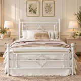 Pat Metalic Home 160x200 cm Alb cu Somiera Inclusa