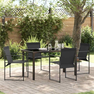 vidaXL Set de masă pentru grădină 5 pcs Negru foto
