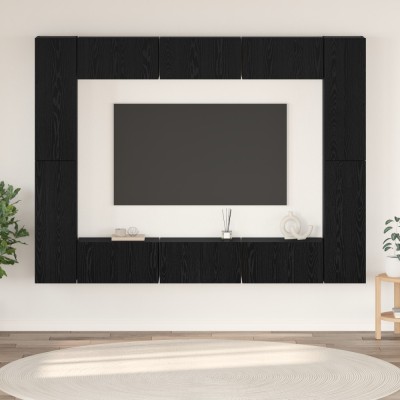 vidaXL Set comodă TV 10 pcs Stejar negru Mediu 30.5 x 30 x 90 cm foto