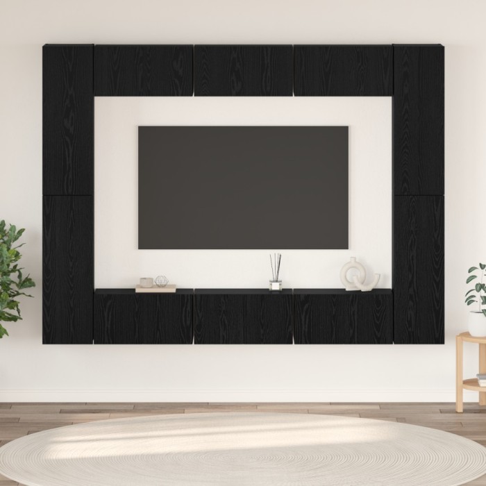vidaXL Set comodă TV 10 pcs Stejar negru Mediu 30.5 x 30 x 90 cm