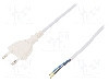 Cablu alimentare AC, 3m, 2 fire, culoare alb, cabluri, CEE 7/16 (C) mufa, PLASTROL - W-97139