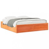 VidaXL Cadru de pat fără saltea, maro ceruit 200x200 cm lemn masiv pin