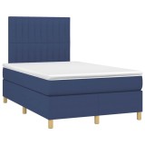 Cumpara ieftin Pat box spring cu saltea, albastru, 120x190 cm, material textil