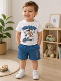 Cumpara ieftin Compleu din doua piese, tricou si pantaloni scurti pentru copii, Memoza, Model