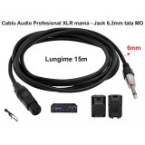 Cablu xlr jack 6.3, audio, mama-tata, 15M lungime, 6mm grosime, profesional