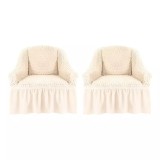 Cumpara ieftin Set 2 Huse Fotoliu Elastice cu Volane, Crem Natur - HEP64