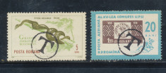 Romania anii 1960 2 timbre neuzate cu stampila-supratipar T de la Taxa de Plata foto