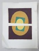 VASILE DOBRIAN ( 1912 - 1999 ) , GRAVURA POLICROMA , CU FORME GEOMETRICE , SEMNATA OLOGRAF , 1991