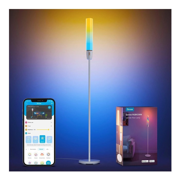 Lampadar LED Govee H6078 RGBICWW Cylinder, Wi-Fi + Bluetooth, 1500 lumeni, Control Aplicatie, Sincronizare muzica