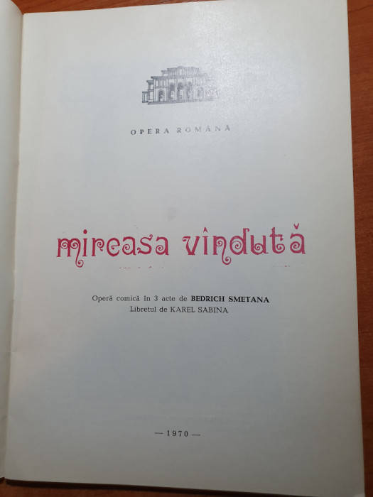 program opera romana 1970 - mireasa vanduta