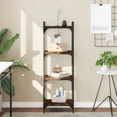 Gossi biblioteca 4 niveluri stejar afumat 40x30x120 cm lemn prelucrat foto