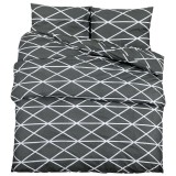 Cumpara ieftin Set cu husa de pilota, gri, 135x200 cm, bumbac