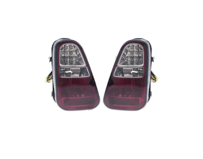 Stop spate, lampa Mini One/Cooper/Cabrio (R50/R52/R53), 07.2004-07.2007, model tuning, montare spate, stanga+dreapta, cu indicator led; LED+W16W; ros