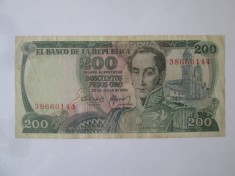 An rar! Columbia 200 Pesos Oro 1974 foto