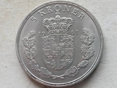 DANEMARCA-5 KRONER 1961 foto