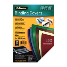 Pachet 10 buc coperti carton fellowes a4 250 gr imitatie piele alb 100/top Coperti carton Fellowes A4 250 gr imitatie piele alb 100/top