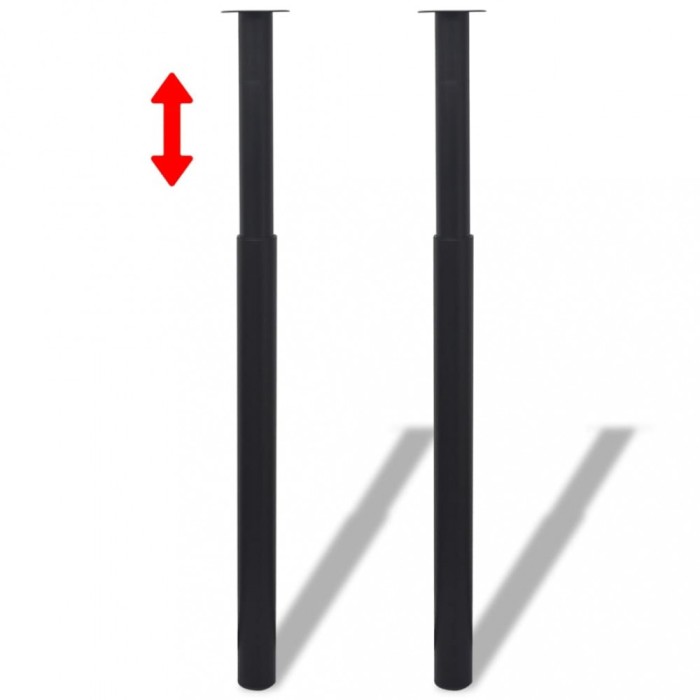 Picioare telescopice de masă, 2 buc., negru, 710 mm-1100 mm 242153