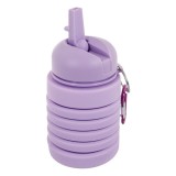 Sticlă de Apă Pliabilă, Silicon, Capacitate 200-500 ml, Inel Suspendare, Lila