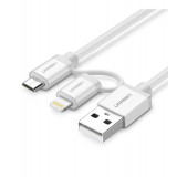 2 in 1 UGREEN Cablu Lightning USB A la Micro USB-Lungime 0.5 Metri