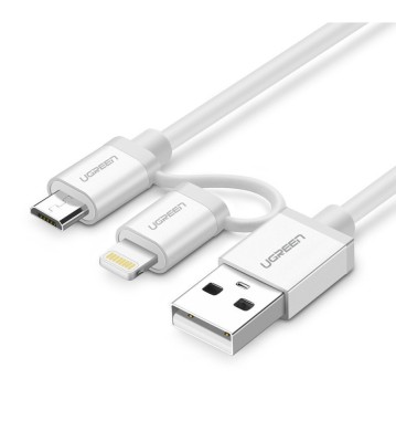 2 in 1 UGREEN Cablu Lightning USB A la Micro USB-Lungime 1 Metru foto