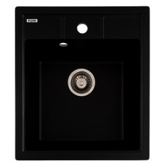 Chiuveta de bucatarie din granit cu 1 cuva Flow Brick, negru/antracit