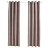 Cumpara ieftin Draperii opace cu inele metalice, 2 buc., gri taupe, 140x245 cm