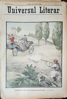 Revista Universul Literar nr.9/1898 pe coperta Atentantul contra vietii Regelui George al Greciei foto