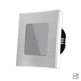 Intrerupator touch cap scara Luxion din sticla cu rama aluminiu, gri