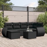 Cumpara ieftin Set canapele de grădină cu perne, 7 piese, negru, poliratan
