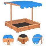 Cumpara ieftin Cutie de nisip cu acoperis ajustabil, 115x115x115 cm, lemn brad