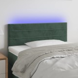 Cumpara ieftin Tăblie de pat cu LED, verde &icirc;nchis, 90x5x78/88 cm, catifea