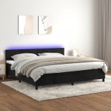 Cumpara ieftin Pat cu arcuri, saltea și LED, negru, 200x200 cm, catifea
