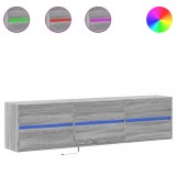 Cumpara ieftin Comoda TV de perete cu lumini LED, gri sonoma, 180x31x45 cm