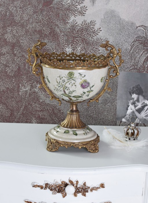 Amfora Craquele din portelan cu bronz ROC024