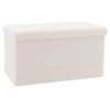 Taburet Forward cu depozitare, textil , gri - bej, 76x38x37 cm