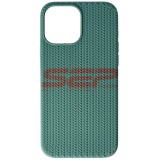 Husa Silicon Woven Texture Midnight Green pentru Apple iPhone 13 Pro Max