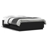 VidaXL Cadru de pat, negru, 140x200 cm, lemn prelucrat