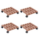 Cumpara ieftin Carucioare pentru plante, 4 buc., maro, 30x30x7,5 cm, WPC