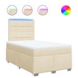 Cumpara ieftin Pat box spring cu saltea, crem, 120x200 cm, textil