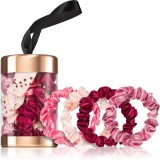 BrushArt Gift for You Slim satin scrunchie set Elastice pentru par Pink &amp; Red