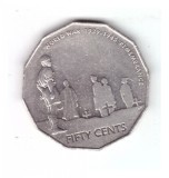 Moneda Australia 50 cents/centi 2005, 60 de ani sfarsitul WW II, stare buna, Australia si Oceania, Cupru-Nichel