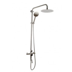 Set coloana dus Mixxus SUS-009-J, 35 mm, monocomanda, furtun flexibil, baterie si para inclus, Argintiu