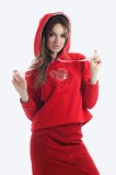 Hanorac rosu cu gluga si broderie Kiss Me, L, M, S, XL, XS