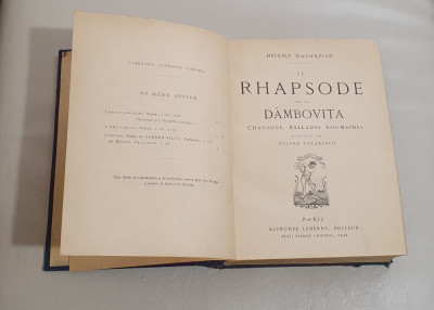 Helene Vacaresco - Le rhapsode de la Dambovita (1889) foto