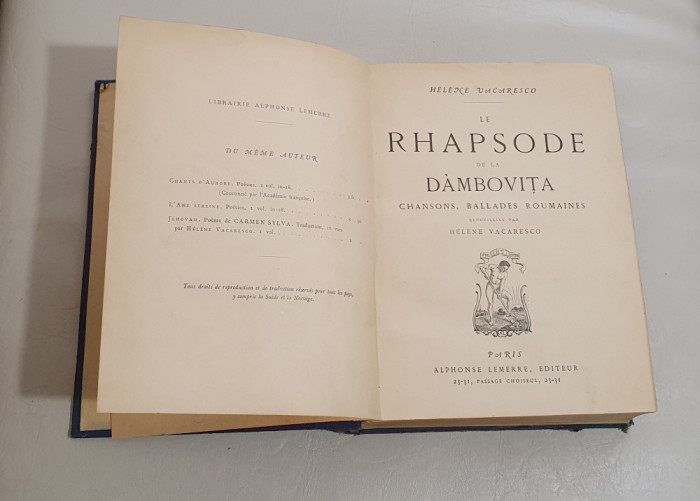 Helene Vacaresco - Le rhapsode de la Dambovita (1889)