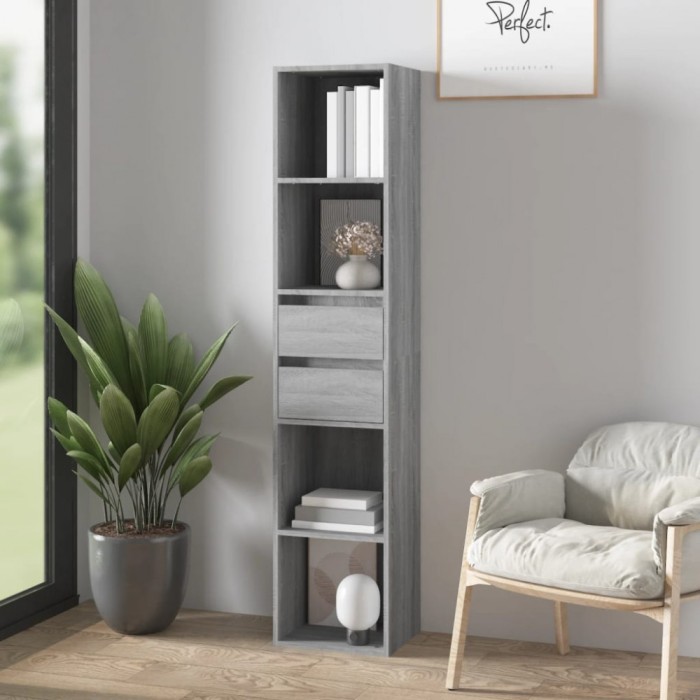 Gossi biblioteca, gri sonoma, 36x30x171 cm, lemn prelucrat