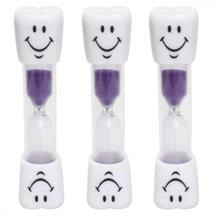 Set 3 clepsidre pentru perierea dintilor, 3 minute, 10 x 2.5 cm, mov