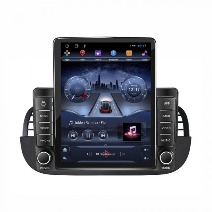 Navigatie dedicata cu Android Fiat 500 2007 - 2015, negru, 2GB RAM, Radio GPS