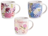 Cumpara ieftin Set 3 cani portelan multicolor in cutii cadou Hortensii II &Oslash; 8,5 cm x 9 H, 350 ml